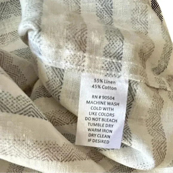NATURAL BLUE Striped Shirt sz L Brown Blue & White LINEN/COTTON Short Sleeve NWT - Picture 8 of 10